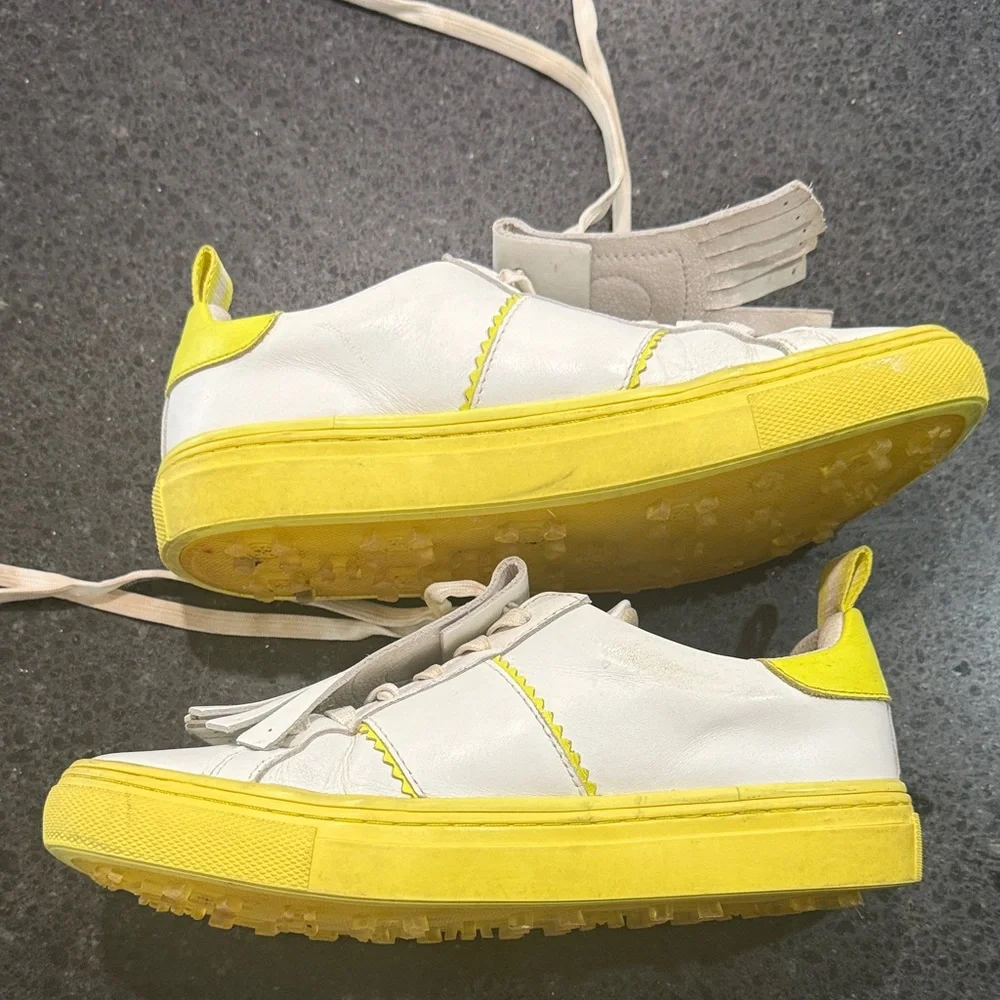 G/FORE White and Yellow Athletic Golf Shoes - Picture 6 of 6